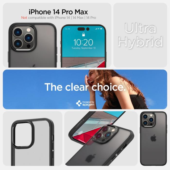 Spigen - Spigen iPhone 14 Pro Max Skal Ultra Hybrid - Frost Svart