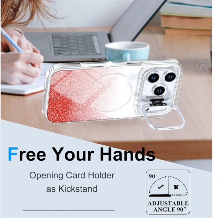 A-One Brand - iPhone 17 Pro Mobilskal MagSafe Shockproof Glitter Gradient - Orange