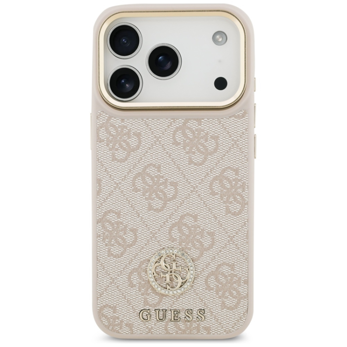 Guess - Guess iPhone 17 Pro Mobilskal Magsafe Strass Logo Crossbody - Rosa