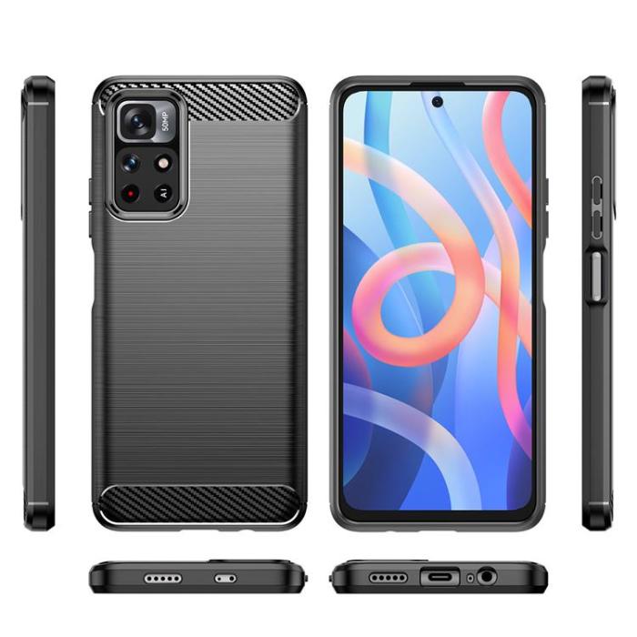 OEM - Carbon Flexible Skal Xiaomi Poco M4 Pro 5G - Svart