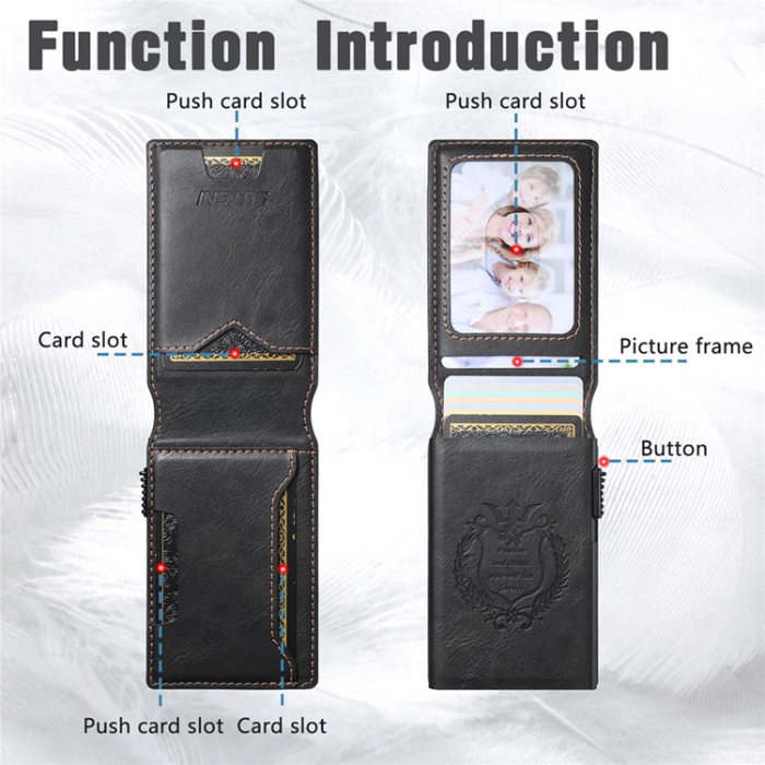 SUTENI - SUTENI Korthållare Automatiskt Pop-Up Metall Imprint Waxy Texture