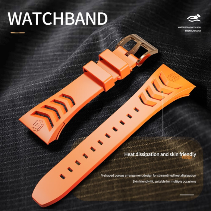 Shelbox - Shellbox Apple Watch 44mm Armband Silikon Metal - Orange/Rosa