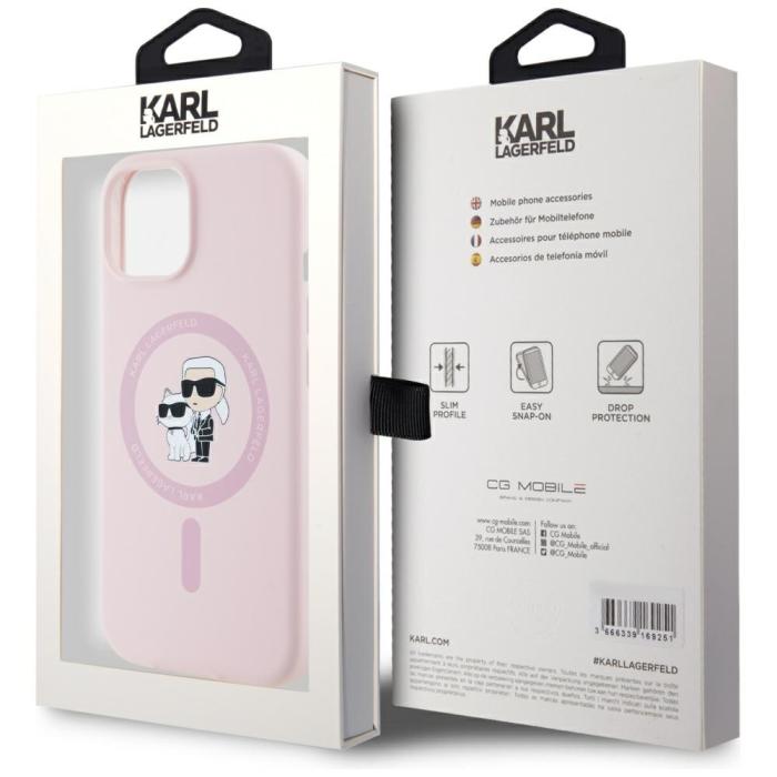KARL LAGERFELD - Karl Lagerfeld Mobilskal till iPhone 15 MagSafe Karl & Choupette Rosa