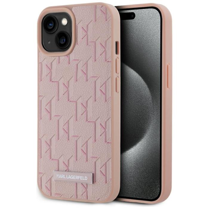 KARL LAGERFELD - Karl Lagerfeld Mobilskal till iPhone 15 MagSafe Mongram Logo - Rosa