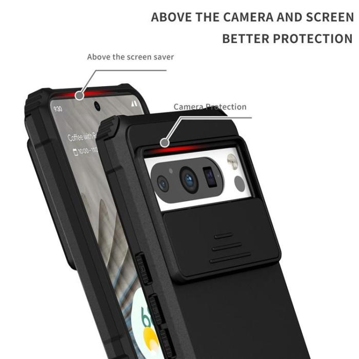 A-One Brand - Google Pixel 8 Pro Mobilskal Slide Kamera Kickstand - Svart