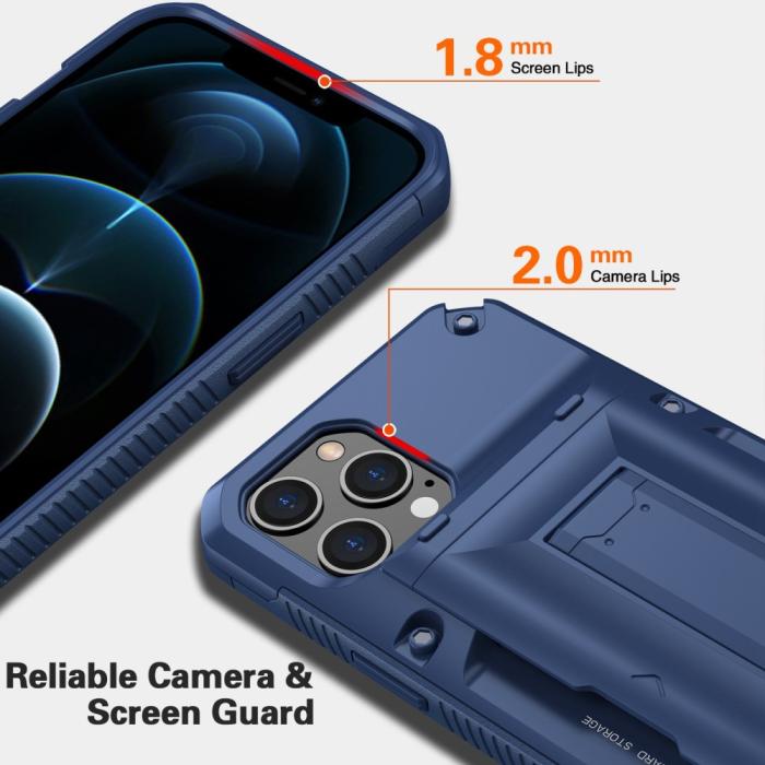 OEM - iPhone 12 Pro Max Skal Korthållare Built-in Kickstand - Grön
