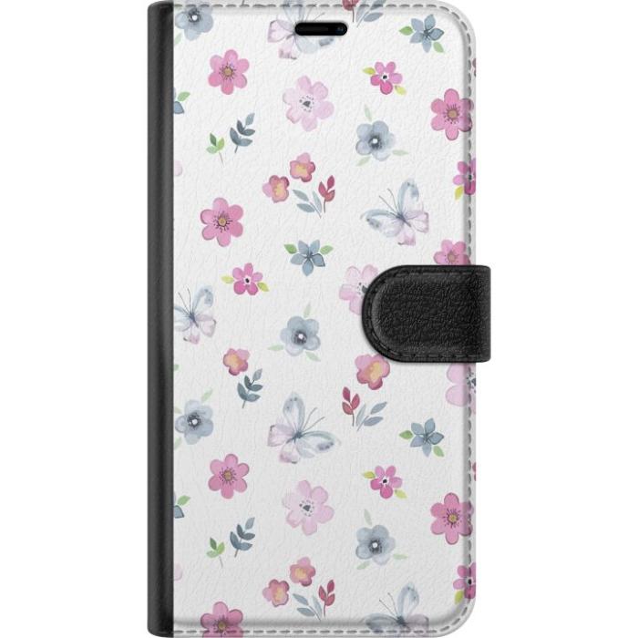 Gustaf - Plånboksfodral till Apple iPhone 15 med Blommor och fjärillar