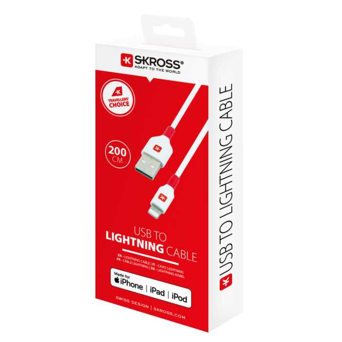 UTGATT1 - SKross USB To Lightning Kabel - 200 cm - Vit