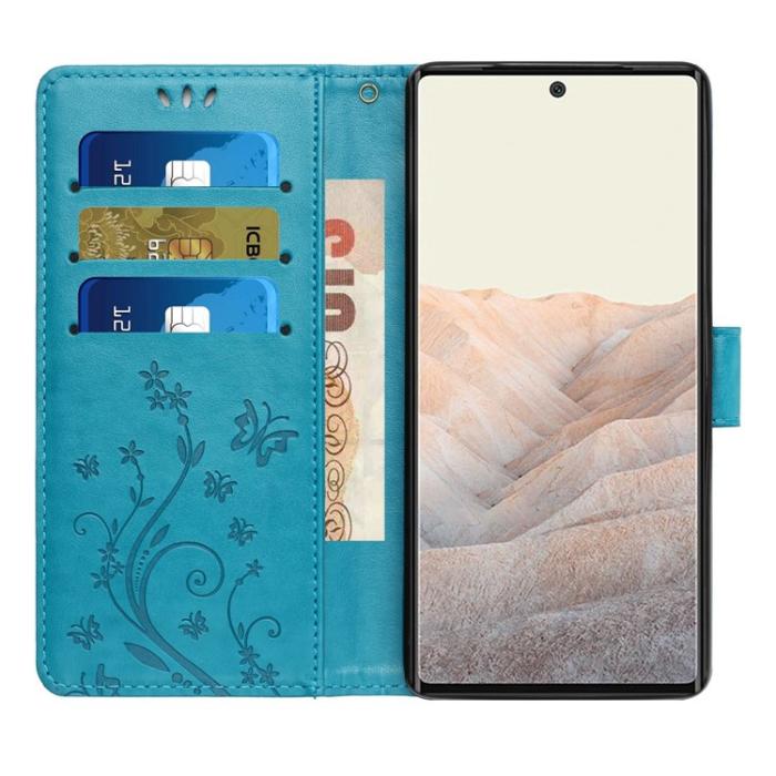 A-One Brand - Google Pixel 6a Plånboksfodral Imprinted Butterfly - Blå