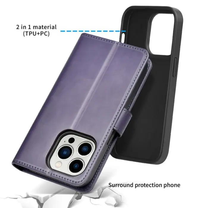 PULOKA - Puloka iPhone 14 Pro Plånboksfodral Magsafe 2in1 - Lila