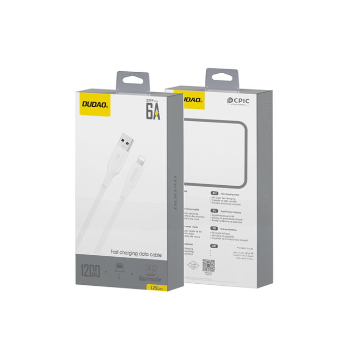 Dudao - Dudao USB-A till Lightning kabel 6A 1.2m L2sL - Vit
