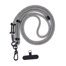 A-One Brand - Crossbody Mobilrem Lanyard Justerbar 7mm Grids - Svart/Vit