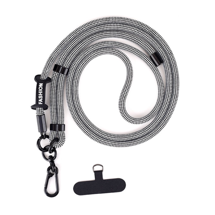 A-One Brand - Crossbody Mobilrem Lanyard Justerbar 7mm Grids - Svart/Vit