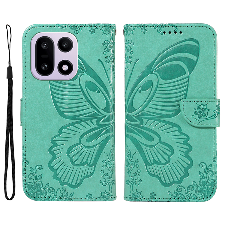 OnePlus 15 Plånboksfodral Butterfly Pattern Konstläder (Grön) | 2353 | AlltMobil