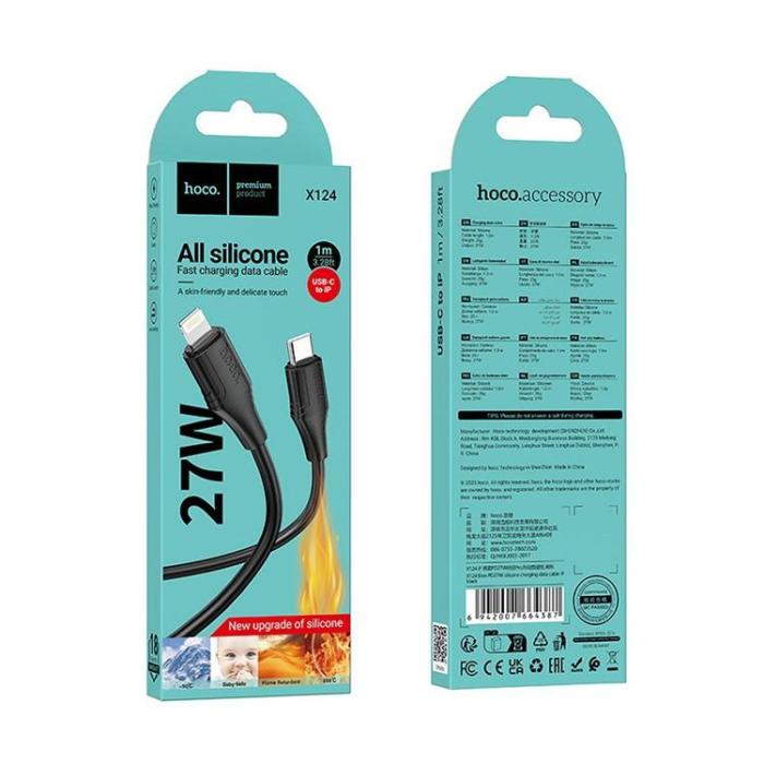 Hoco - HOCO USB-C till Lightning 27W Kabel 1m Silikon X124 - Svart