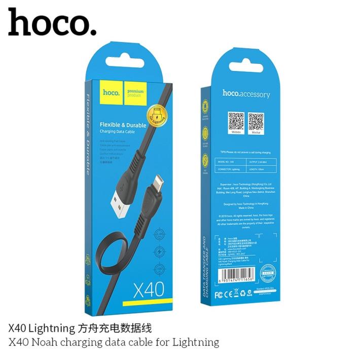 Hoco - HOCO Noah USB-A till Lightning kabel X40 1m Svart
