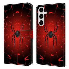 OEM - Samsung Galaxy S26 Pl&aring;nboksfodral Konstl&auml;der Flip St&auml;ll Svart Spider