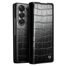 QIALINO - QIALINO Galaxy Z Fold 6 Fodral Äkta Läder Cowhide Crocodile