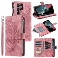 OEM - Samsung Galaxy S26 Ultra Pl&aring;nboksfodral Mandala Blomm&ouml;nster Konstl&auml;der Ros&eacute;guld