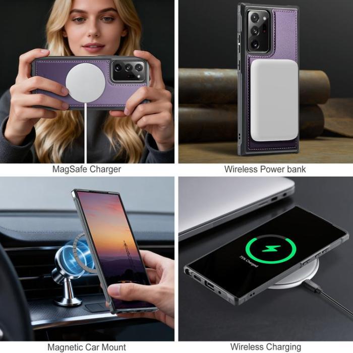 OEM - JEEHOOD Samsung Galaxy Note20 Ultra Fodral KonstLäder - Lila