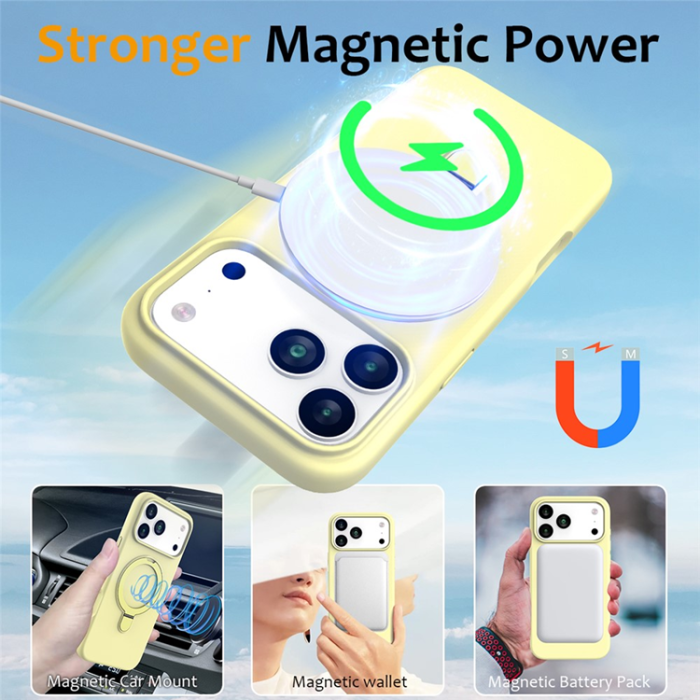 A-One Brand - iPhone 17 Pro Max Mobiskal MagSafe Kickstand PC+Silikon - Gul