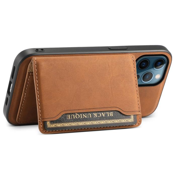 DENIOR - DENIOR D13 iPhone 12 Pro Max Fodral Retro Textur PU+TPU+PC Brun