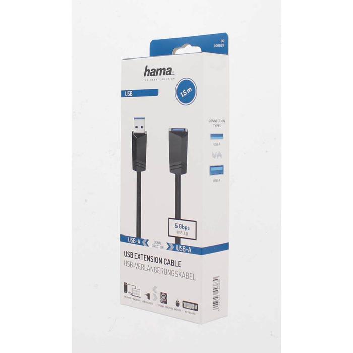 Hama - Hama Kabel USB-förlängning 3.0 5 Gbit/s 1.5m - Svart