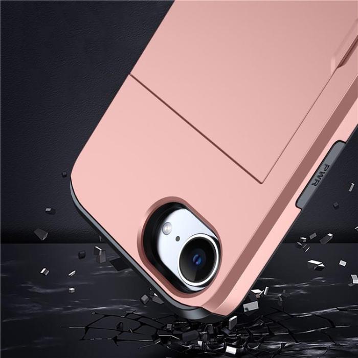 A-One Brand - iPhone SE (2024) Mobilskal Korthållare TPU + PC - Rosa Guld