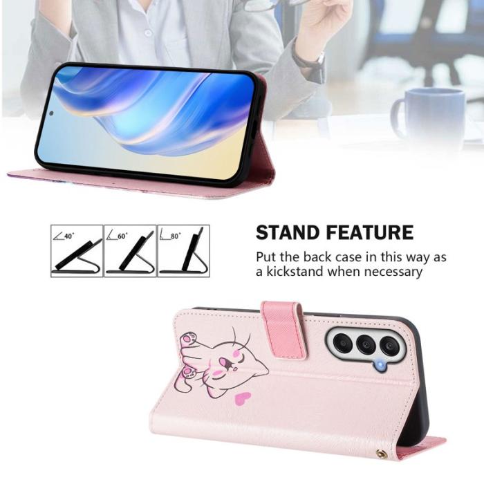 OEM - Samsung Galaxy A35 5G Fodral Mönstertryck Konstläder - Söt Katt