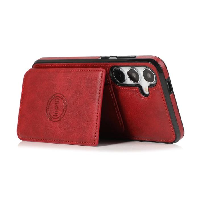 OEM - Mobilfodral för Samsung Galaxy S26 Kortfack Kickstand Konstläder + TPU - Röd