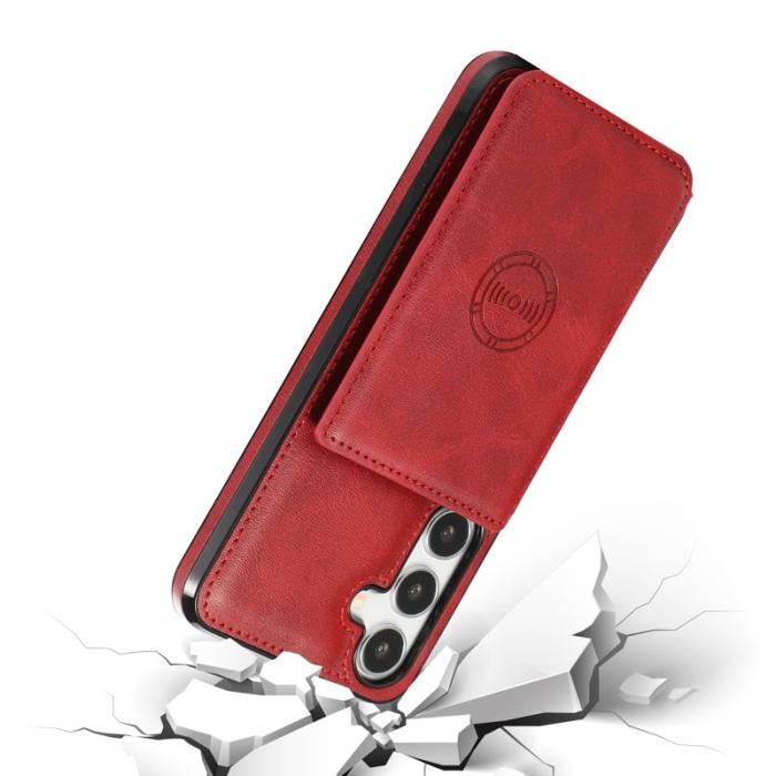 OEM - Mobilfodral för Samsung Galaxy S26 Kortfack Kickstand Konstläder + TPU - Röd