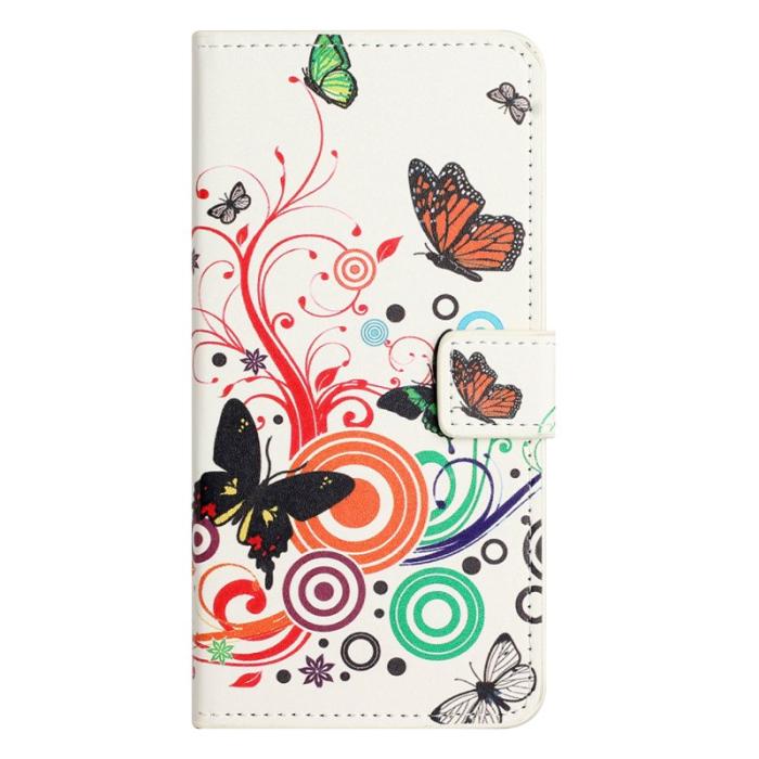 OEM - Plånboksfodral för Samsung Galaxy S26 Konstläder Mönster - Vit fjäril