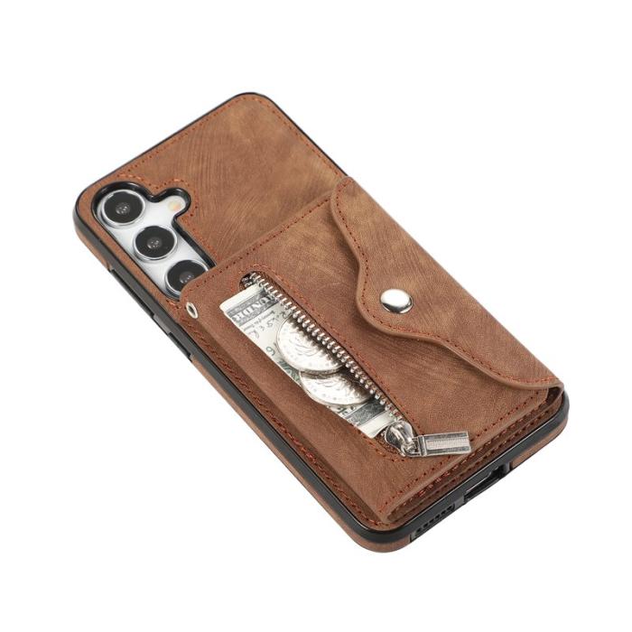 OEM - Mobilfodral för Samsung Galaxy S26 Konstläder RFID Kortfack - Brun