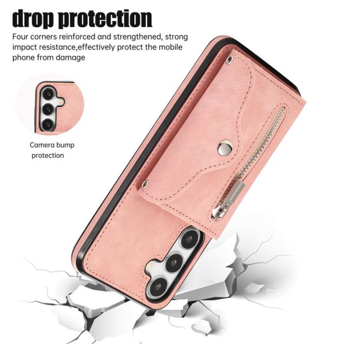 OEM - Mobilfodral för Samsung Galaxy S26 Konstläder RFID Kortfack - Roséguld