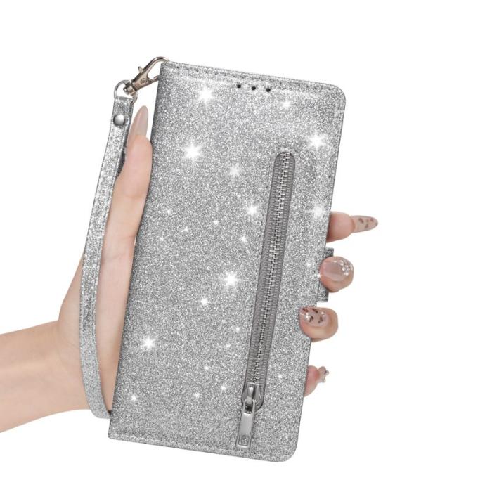 OEM - Mobilfodral för Samsung Galaxy S26 Ställfunktion Glitter - Silver