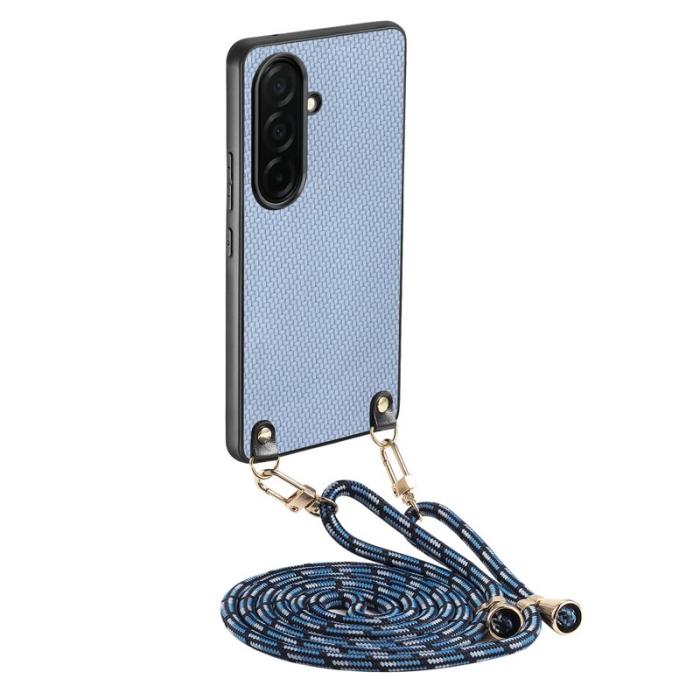 OEM - Mobilskal för Samsung Galaxy S26 Kolfiber Hybrid med rem - Blå