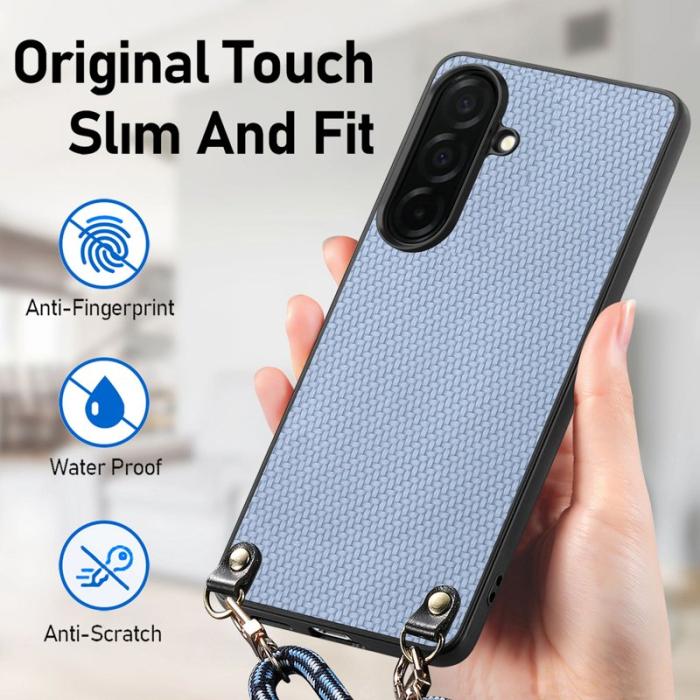 OEM - Mobilskal för Samsung Galaxy S26 Kolfiber Hybrid med rem - Blå