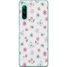 Gustaf - Mobilskal till Sony Xperia 10 IV med Blommor och fj&auml;rillar