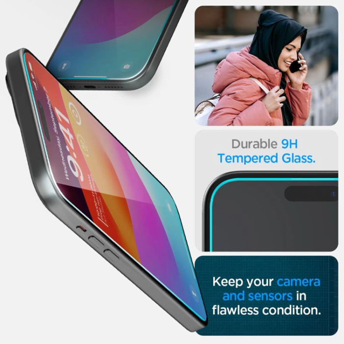 Spigen - [2-Pack] Spigen iPhone 15 Plus Härdat Glas Skärmskydd 'EZ' Fit