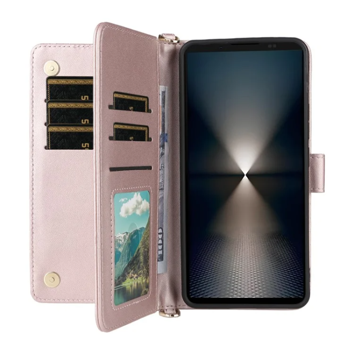 A-One Brand - Sony Xperia 1 VII Plånboksfodral Kickstand med Axelrem - Ljusrosa