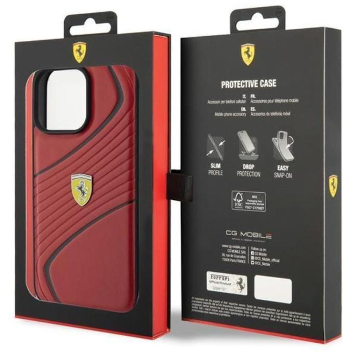Ferrari - Ferrari iPhone 15 Pro Mobilskal Twist Metal Logo - Röd