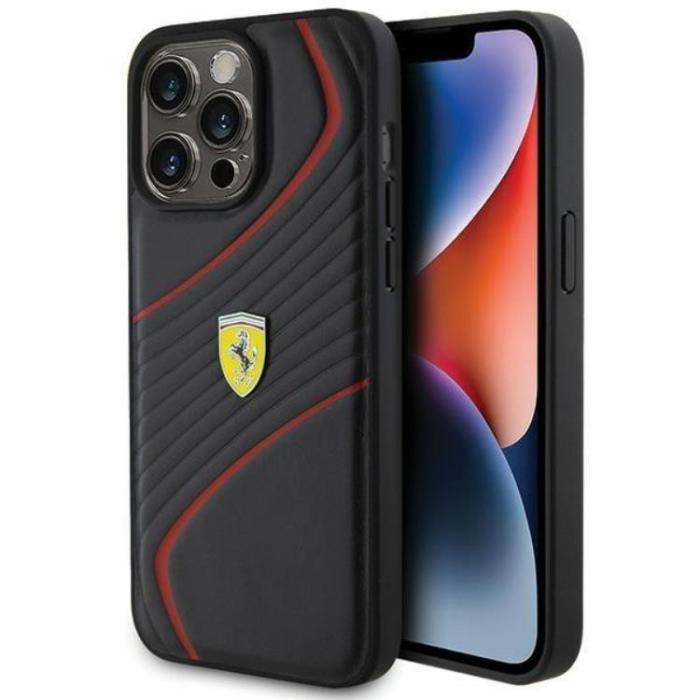 Ferrari - Ferrari iPhone 15 Pro Mobilskal Twist Metal Logo - Svart