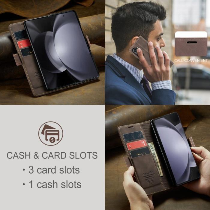 Caseme - CASEME 013 Series Samsung Galaxy Z Fold5 Plånboksfodral Konstläder Brun