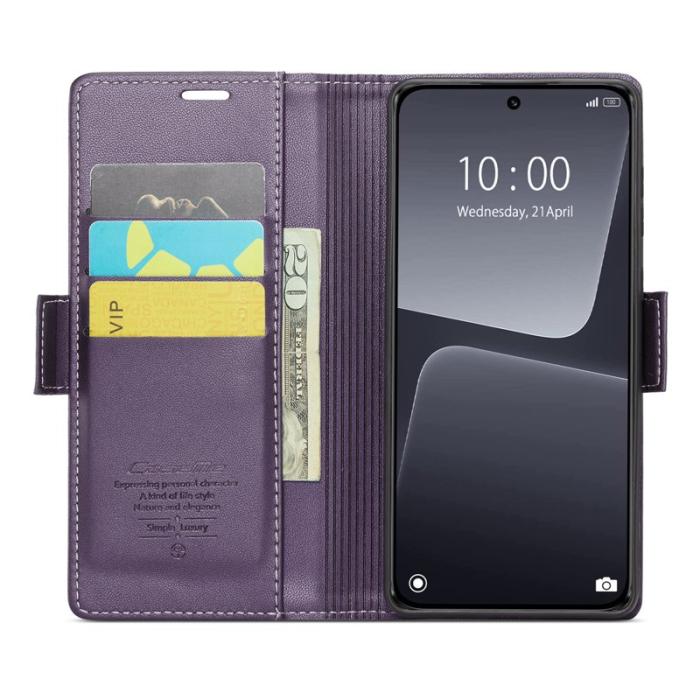 Caseme - CASEME Xiaomi 13 Plånboksfodral Konstläder RFID-Skydd Lila