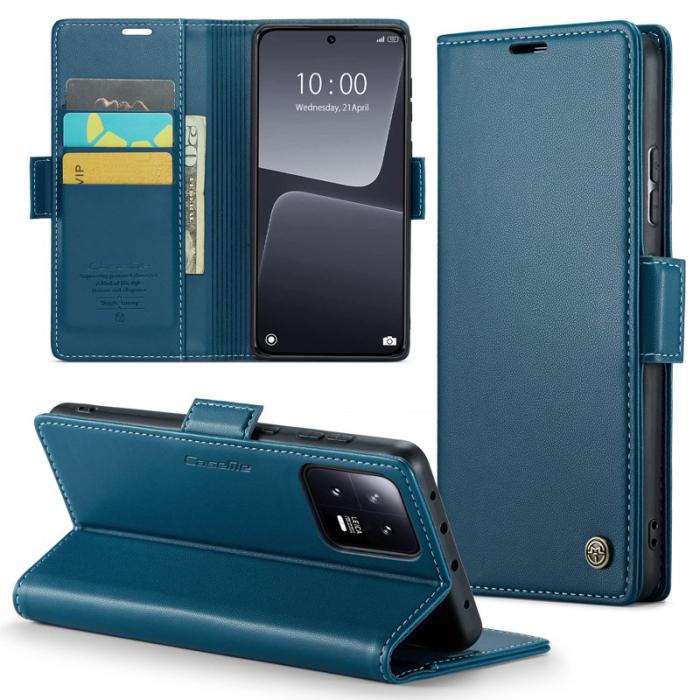Caseme - CASEME Xiaomi 13 Plånboksfodral Konstläder RFID-Skydd 3 Kort Blå