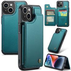 Caseme - CASEME C22 iPhone 14 Plus Fodral KonstL&auml;der RFID-Skydd- Gr&ouml;n