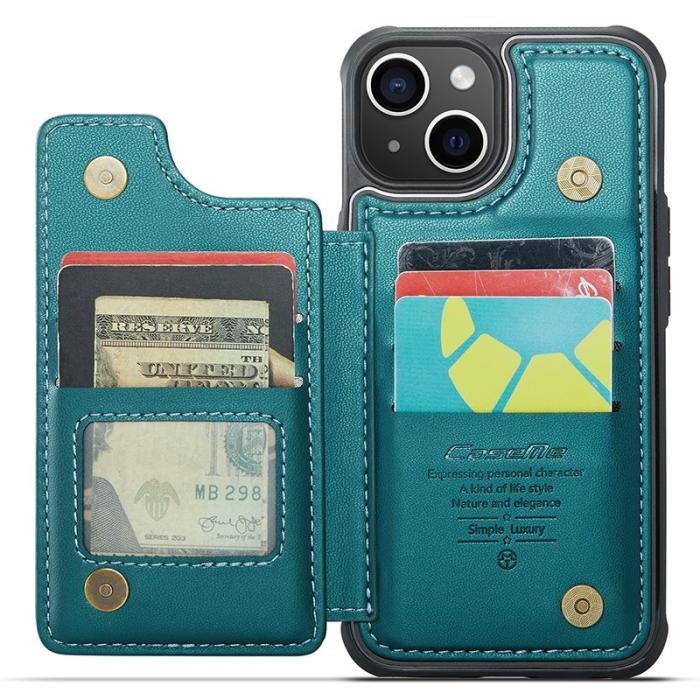 Caseme - CASEME C22 iPhone 14 Plus Fodral KonstLäder RFID-Skydd- Grön