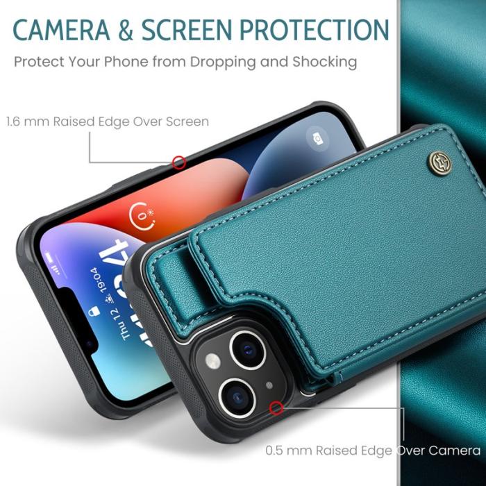 Caseme - CASEME C22 iPhone 14 Plus Fodral KonstLäder RFID-Skydd- Grön