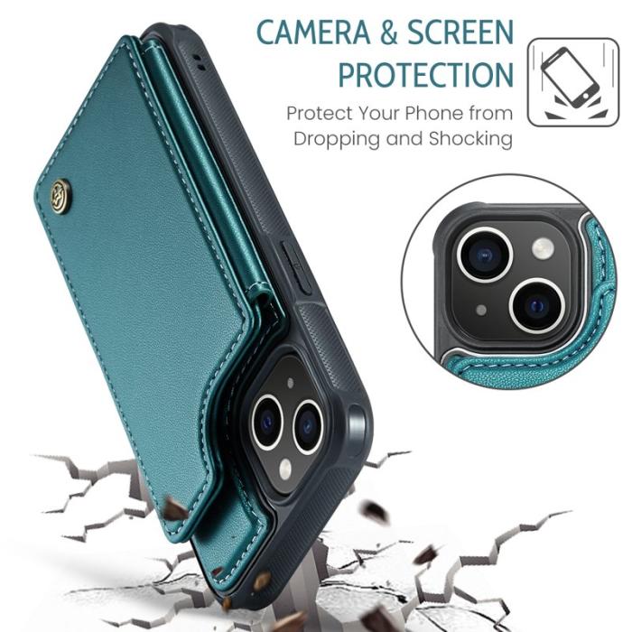 Caseme - CASEME C22 iPhone 14 Plus Fodral KonstLäder RFID-Skydd- Grön