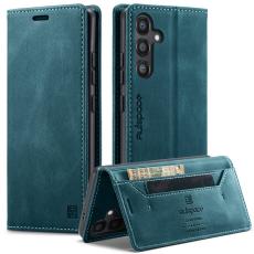 AUTSPACE - AUTSPACE A01 Wallet Fodral f&ouml;r Samsung Galaxy S24+ - KonstL&auml;der - Bl&aring;